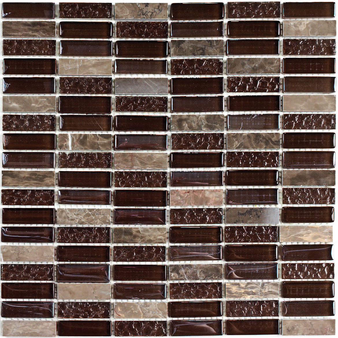 Мозаика Bonaparte Стекло+Камень Super Line (brown)  300x300 от интернет-магазина iNterium.studio