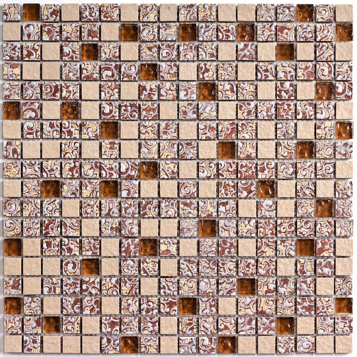 Мозаика Bonaparte Стекло+Камень Dreams Beige 300x300 от интернет-магазина iNterium.studio
