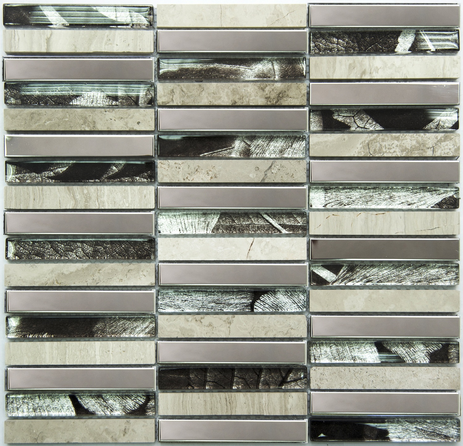 Мозаика NS Mosaic Metal  MS-622 метал стекло камень (15*98*8) 285*300 мм от интернет-магазина iNterium.studio