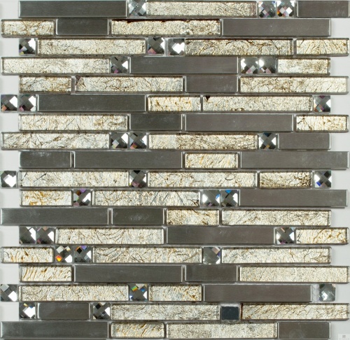 Мозаика NS Mosaic Metal  MS-610 метал стекло (15x48x98x8) 305x298 мм от интернет-магазина iNterium.studio